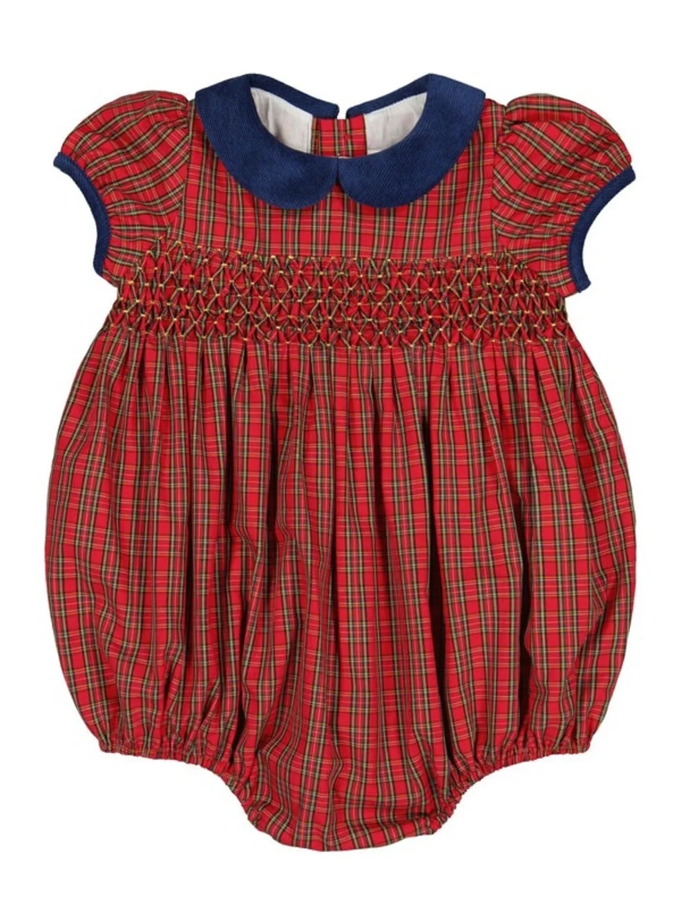 Antoinette Paris red tartan Plaid Smocked Baby Romper bubble 3 months